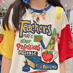 Damen-T-Shirt mit Lehrer-Spruch im Y2K-Streetwear-Stil
