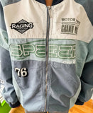 Y2K motojacke in Blau Amerikanisc