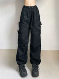 Damen Techwear Cargo-Hose im Oversize Stil mit weitem Bein