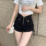 E-Girl Stil Taillenhoch geschnittene Shorts mit Reißverschluss