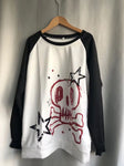 Emo-T-Shirt Totenkopf rot weiß schwarz