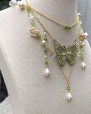 Halskette im Fairycore-Stil grüner Schmetterlingsanhänger