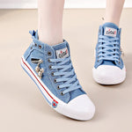 Denim-Sneaker emo patchwork hellblau stil emo