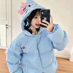 Kawaii Soft-Girl Baumwolljacke mit Katzenohren und Reißverschlus