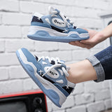 Stylische E-Girl Sneaker in Blau mit dicker Sohle