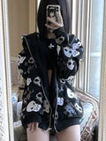 Gothic-Skull Kapuzencardigan Cyberpunk Zipper Hoodie für Damen