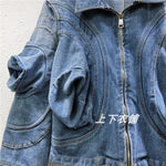 E-Girl Denim Jacke mit Puffärmeln gewaschener