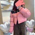 Y2K Damen Kurze Winterjacke in Pink – Warm & Wattiert für 2023