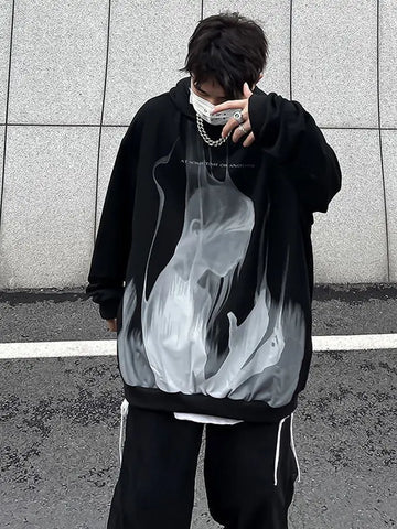 Flammenmuster Gothic Hoodies oversize