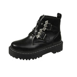 Gothic Damen Boots mit Perlenkette schicke schwarze Plattformbooties im Punk-Stil für ein alternatives Outfit*