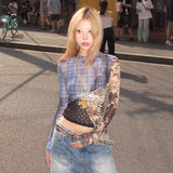 Patchwork Mesh Top im Trashy 2000s Stil