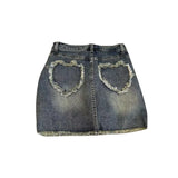 High-Waist Jeansrock mit Fransen Grunge