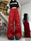 Damen Jeans mit weitem Bein und hoher Taille im Y2K Stil