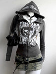 Stylische Skull-Zip-Up-Hoodies im Gothic- und Grunge-Stil