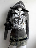 Stylische Skull-Zip-Up-Hoodies im Gothic- und Grunge-Stil