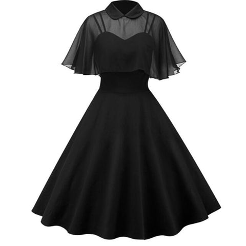 Kleid für Frauen Elegant Stil Gothic halbtransparent