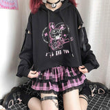 hoodies e-girl schwarz und rosa bärchen und herz