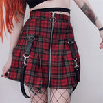 Gothic Rock Rot Plaid Punk Frau