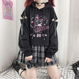 hoodies e-girl schwarz und rosa bärchen und herz