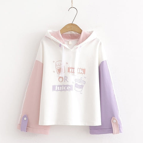 Rosa und lila japanischer Kawaii-Stil-Sweatshirt