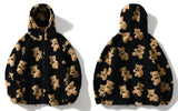 Egirl Kapuzenjacke mit Bären-Print aus Fleece