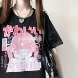 T-Shirt egirl japanischen Stil rosa und weiß