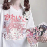 T-Shirt egirl japanischen Stil rosa und weiß