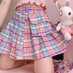 Kawaii Aesthetik Plaid-Stil Rock in Blau und Rosa