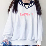 Pullover e-girl Schrift rosa japanischen Schulmädchen Stil