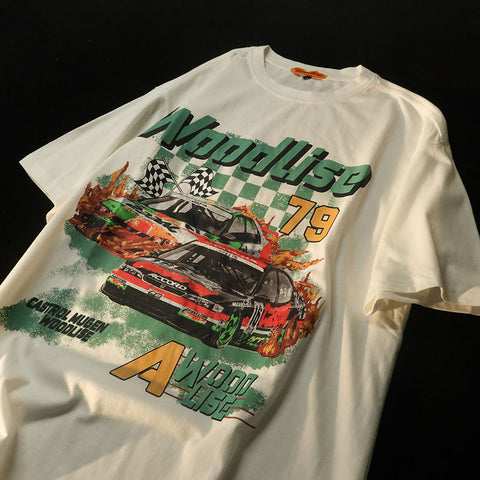 T-Shirt Damen Kurz 90er Vintage Racing Cars Graphic