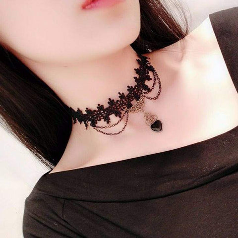 Halskette e-girl Halsband aus schwarzem Samt