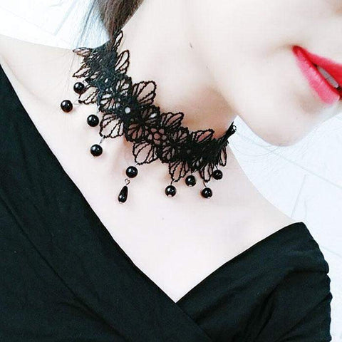 Halskette Halsband e-girl Perle schwarz