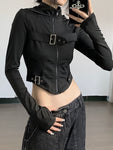 Crop Top mit Kapuze Techwear Cyber Gothic für Frauen