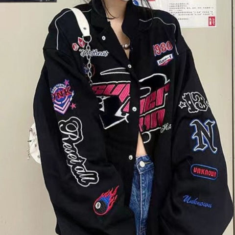 90's Jahre Grunge-Jacke mit Patchwork  für Frauen