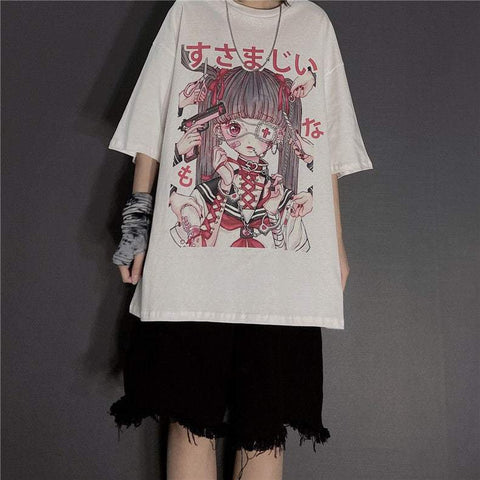 T-Shirt e-girl bedruckt emo school girl