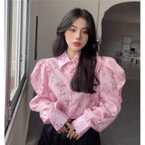 Bluse e-girl floral koreanischer Stil