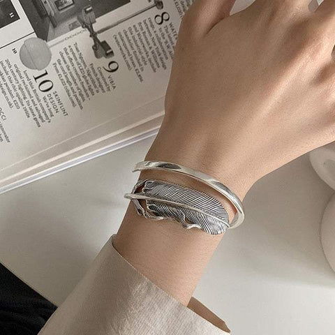 e-girl Armband Feder Stil Silber