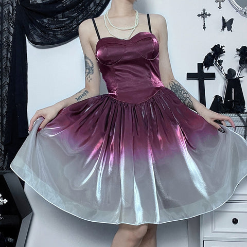 Pastellgoth Kleid rosa & grau mit Glanz