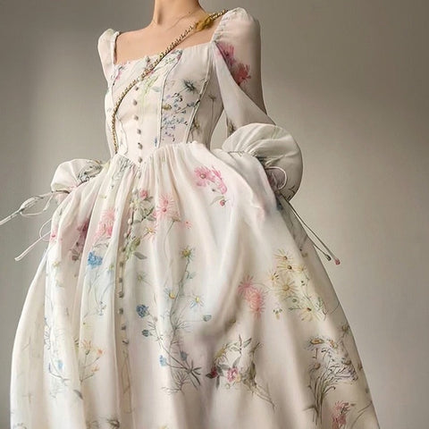 Florale lange Kleid langer Armstil gothic lolita
