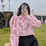 Bluse e-girl floral koreanischer Stil