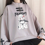 Pullover e-girl turtleneck grau anime drucken