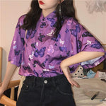 Shirt e-girl violett Schmetterling blau und weiß