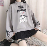 Pullover e-girl turtleneck grau anime drucken