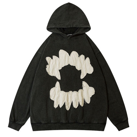 Oversize unisexe schwarzer Grunge-Style Hoodie