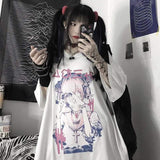 T-Shirt e-girl oversize Schulmädchen Kreuz Gothic-Stil