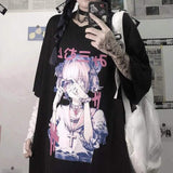 T-Shirt e-girl oversize Schulmädchen Kreuz Gothic-Stil